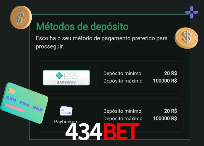 O cassino 434bet oferece uma grande variedade de métodos de pagamento